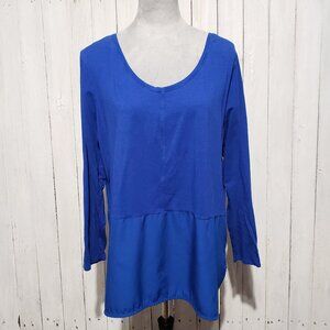 Lands End 1X 16 18 Tunic Top Blue Coastal Casual Minimalist Boho Comfy Tee